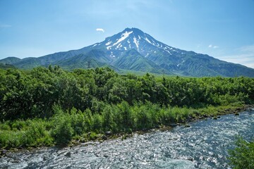 Vilyuchinsky stratovolcano (Vilyuchik) in the southern part of the Kamchatka Peninsula, Russia.