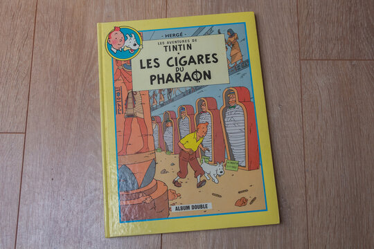Primelin &ndash; France, May 25, 2021 : Tintin comic book, the pharah's cigars