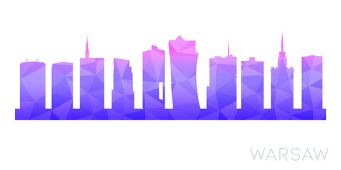 Warsaw, Poland Low Poly Skyline Clip Art City Design. Geometric Polygon Graphic Horizon Icon. Vector Illustration Symbol.