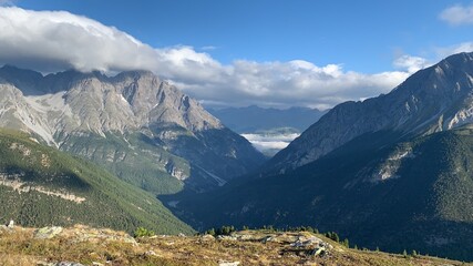 Valley in Engadin in Switzerland, near S-charl and Scuol