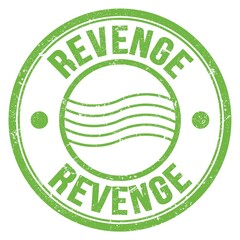 REVENGE text written on green round postal stamp sign