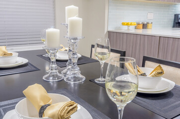 Modern dining room in luxury house.