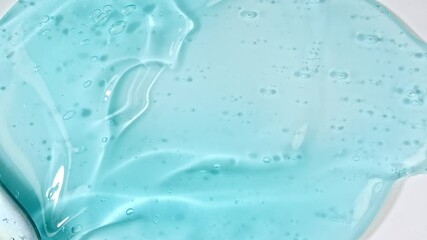 Liquid cream, blue cosmetic texture. Contouring, Make up smears background. Organic cosmetics, medicine. Top view. 4K. High quality 4k footage