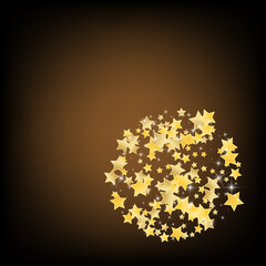 Gold Cosmos Stars Vector Brown Background. Effect