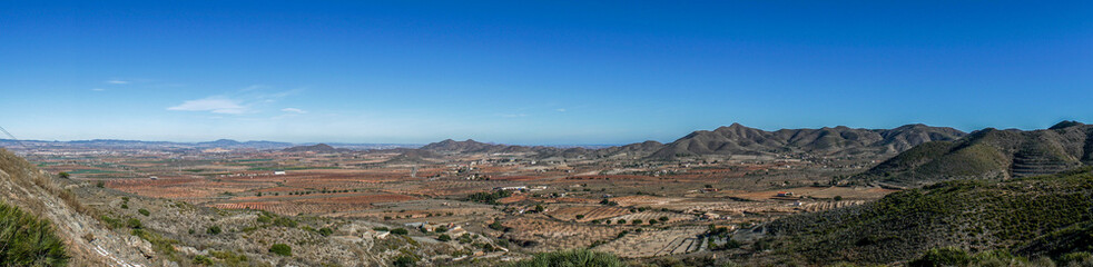 Fototapeta na wymiar Dry Landscape in the Cabo de Gata Níjar Natural Park in southern Spain at the Mediterranean sea