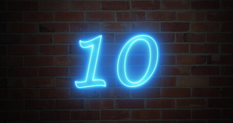 Image of neon countdown on brick background