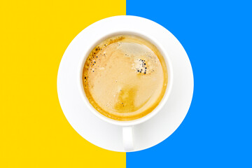 Espresso cup on a vivid background