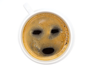 Espresso cup with a sleepy face