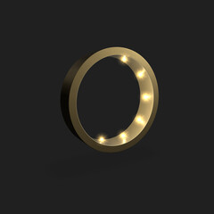 golden 3D circle with lights