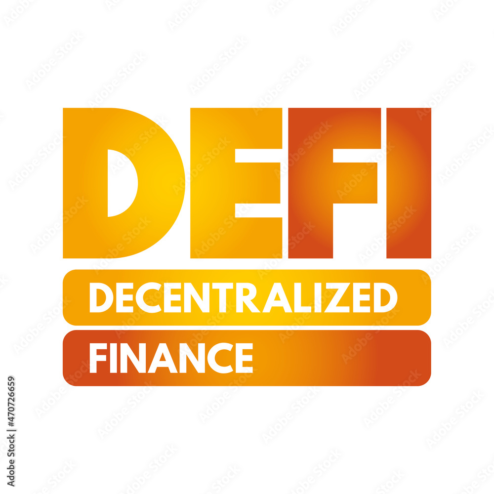 Poster defi decentralized finance - blockchain-based form of finance that does not rely on central financia
