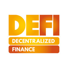 DeFi Decentralized Finance - blockchain-based form of finance that does not rely on central financial intermediaries, technology concept background