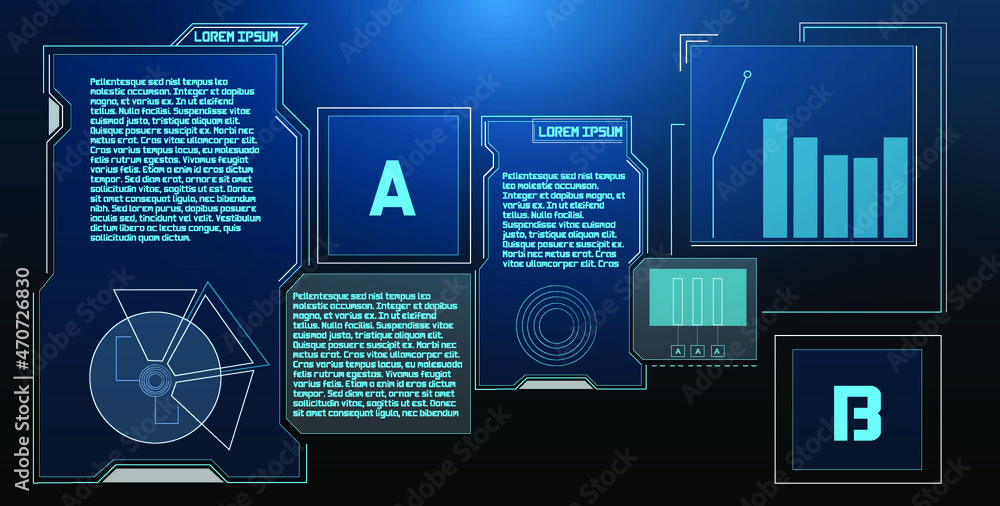 Poster futuristic vector hud interface screen design. digital callouts titles. hud ui gui futuristic user i