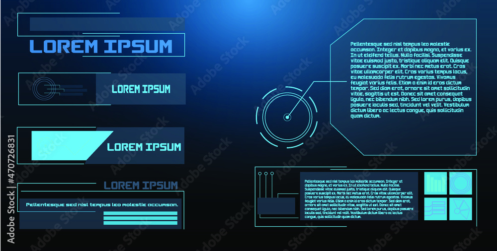 Poster futuristic vector hud interface screen design. digital callouts titles. hud ui gui futuristic user i
