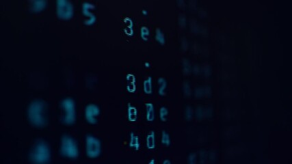 Macro video of a binary code flowing. Futuristic concept for programming binary languages. Close up background of a hacker monitor with programming code. - Powered by Adobe