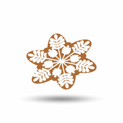 Obraz premium Ginger cookie isolated on white background. Vector illustration. Ginger cookie cover by icing-sugar.