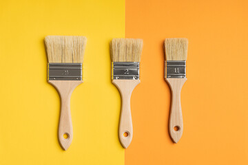 Set of clean paint brushes