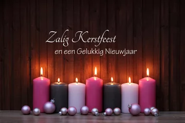 Fototapeten Weihnachtskarte mit Text auf niederländisch:Zalig Kerstfeest en een Gelukkig Nieuwjaar © Racamani