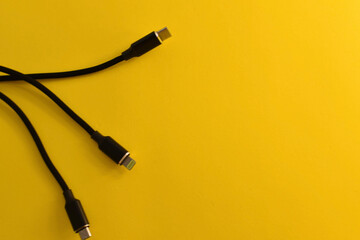 USB cable on a yellow background