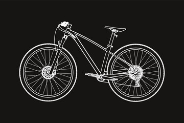 Detailed Mountain Bike. Outline style. Vector Illustration.