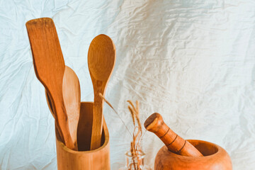 wooden kitchen utensils