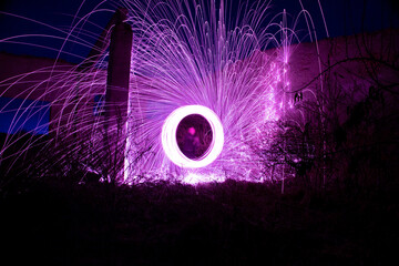 Circular red lights with sparks