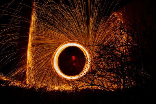Circular red lights with sparks