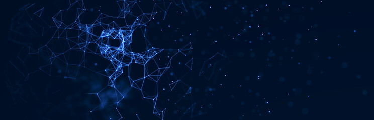 Big data stream. Information technology background. The dynamic wave background consisting of lines and points. 3d