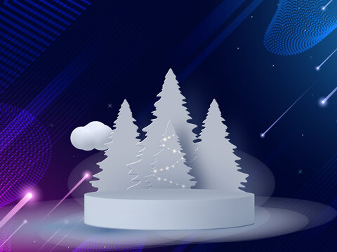 New Year Christmas silhouette with a cosmic background, illustration 2022