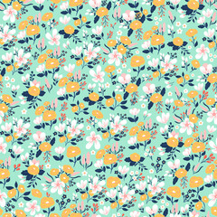 Pretty Vector Florals on Mint with Gold flowers