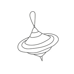 Simple coloring page. Vector isolated illustration, cute cartoon of hirligig toy. Black and white
