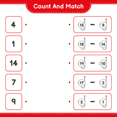 Count and match, count the number of Scuba Diving Mask and match with the right numbers. Educational children game, printable worksheet, vector illustration