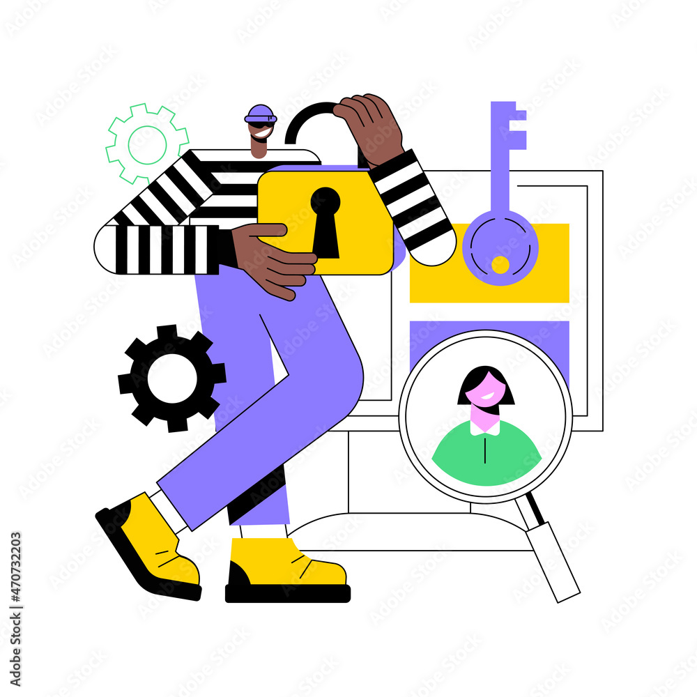 Poster doxing abstract concept vector illustration. gathering online information, doxing attack, hacking pr