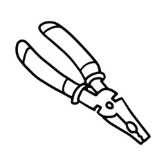 Pliers tool in doodle style. Isolated vector.