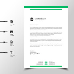abstract business letterhead template (Green modern a4 letterhead fully print-ready and customizable)