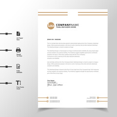 abstract business letterhead template (Gold modern a4 letterhead fully print ready and customizable)