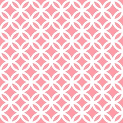 White line circles seamless pattern on the pink background. Vector illustration. Wrapping paper.