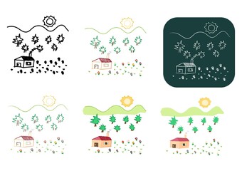 Hand-drawn Country houses in various styles set, drawing, chalk. Vector illustration.