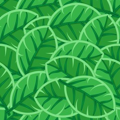 The pile of leaves, seamless pattern background. Vector illustration. Wrapping paper.