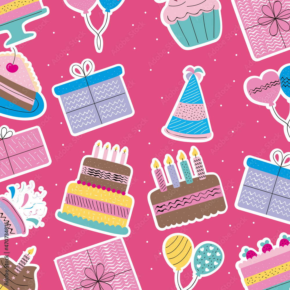 Sticker happy birthday pattern