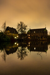 Castle Wittringen after sunset in Gladbeck, Germany