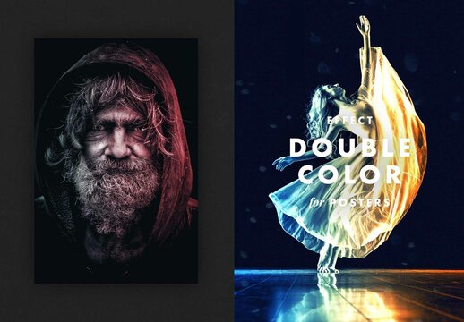Double Light Poster Photo Effect Mockup