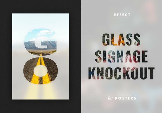Glass Signage Knockout Text Effect Mockup