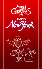 Happy New year. Rat. 2020. Mouse in Santa red hat with gift box.Merry Christmas and Happy New year greeting card. Christmas tree