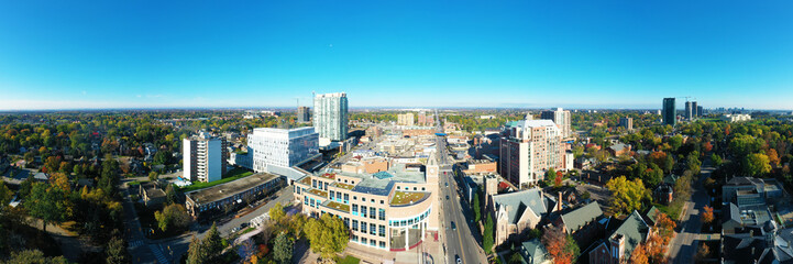 Aerial panorama of Brampton, Ontario, Canada city center