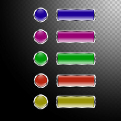 Glossy buttons in different colors. Vector illustration.