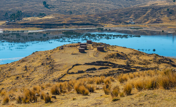 The inca tombs or chullpas of Sillustani near Puno, Peru.