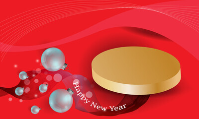 Greeting  card with Christmas balls toys. Happy New Year and Merry Christmas . Vector.
