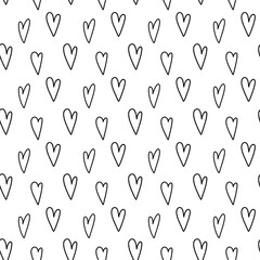 Vector seamless pattern. Heart shape. Many hearts in graphic repetitive ornament. Love surface pattern design. Template for social media post, background, print on fabric or paper.
