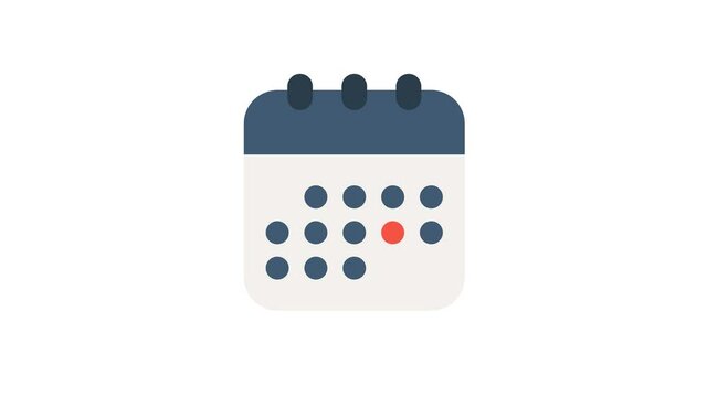 calendar icon animation. 2D Animated calendar icon created in flat design style, Calendar Icon collection. Set of calendar symbols. Meeting Deadlines icon. Time management, Appointment schedule.