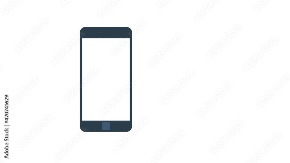 Poster mobile phone with blank screen animation. old and new smartphone front view, isolated on white backg